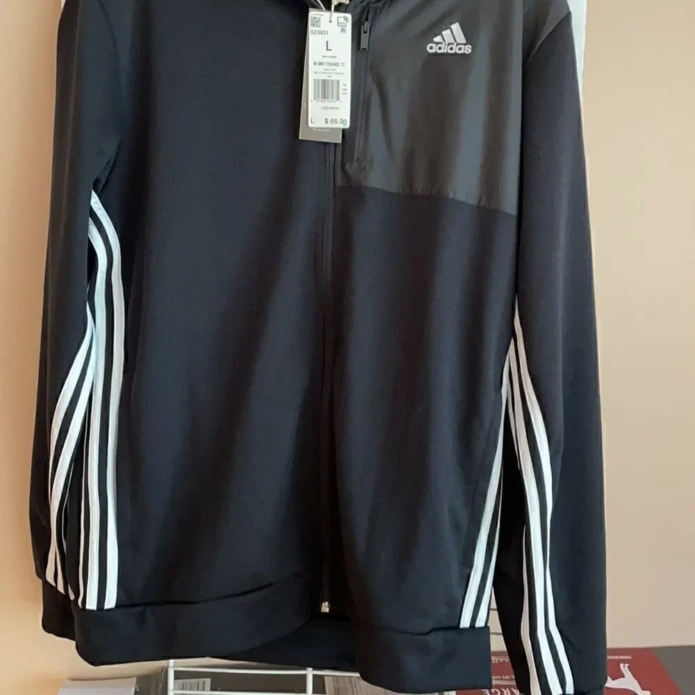 Adidas NWT trans tt track top large black white